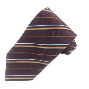 Daniel De Fasson Monogram 100% Silk Men's Necktie Burgundy Striped Autographed
